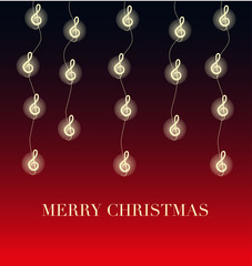 Christmas background with lights in the shape of clef