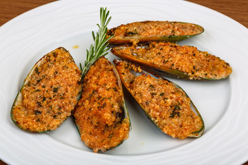 Baked mussels