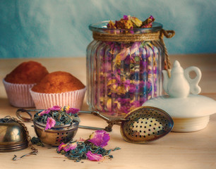spoon and a cylinder for tea,  retro
