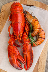 Lobster and shrimps