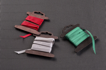 Colored gift ribbon. Three colors.