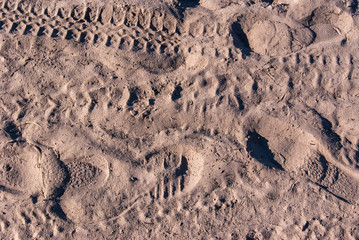 background of Footprint in the sand