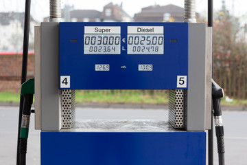 german gas station diesel and super fuel