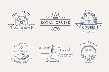 Vector retro nautical logo templates