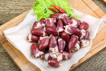 Raw chicken hearts