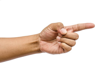 hand point with finger isolated on white background.