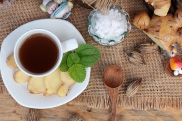 Ginger tea with lemon and honey delicious.
