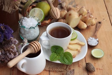 Ginger tea with lemon and honey delicious.
