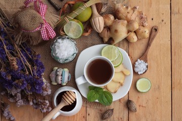 Ginger tea with lemon and honey delicious.