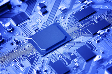 Electronic circuit board close up.