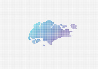Fototapeta na wymiar Singapore Map Vector (small dots objects)