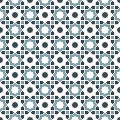 Fototapeta na wymiar Seamless background image of vintage Islam star geometry kaleidoscope pattern. 