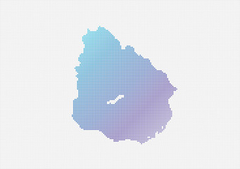 Fototapeta na wymiar Uruguay Map Vector (small dots objects)