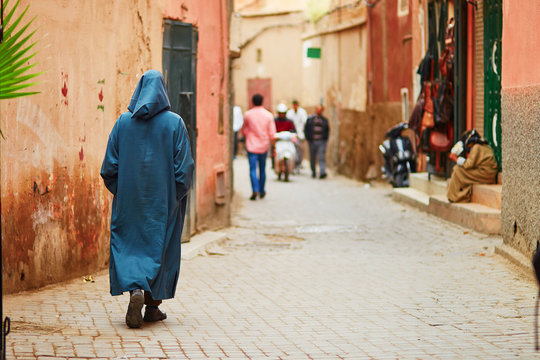 Man on Moroccan market in Marrakech, Morocco