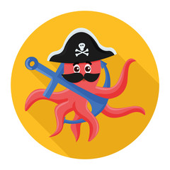 flat icon octopus pirate