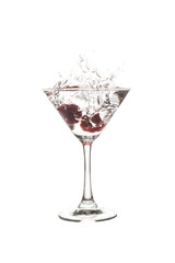 Cocktail with splash and on white background