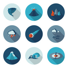 flat icons natural disasters