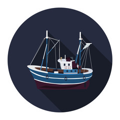 flat icon fishing trawler