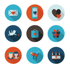 flat icons of Saint Valentine