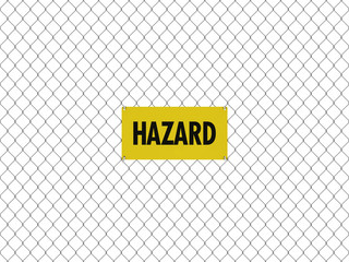 HAZARD Sign Seamless Tileable Steel Chain Link Fence