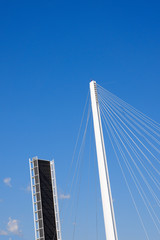 Open Drawbridge with Blue Sky / Detail of the bridge of Thaon di Revel (drawbridge) in La Spezia...