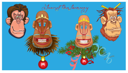 Vector illustration of monkeys.