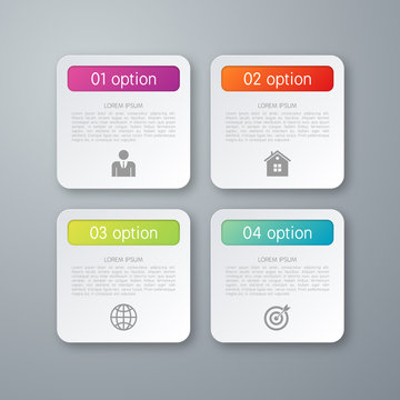 Vector Illustration Of Four Square Infographics