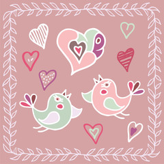 Valentine's day birds. Hand draw vector illustration in doodle style. hand draw vector illustration in doodle style.