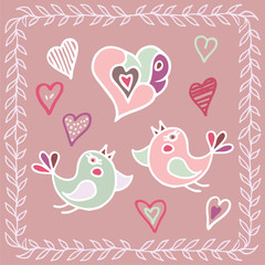 Valentine's day birds. Hand draw vector illustration in doodle style. hand draw vector illustration in doodle style.