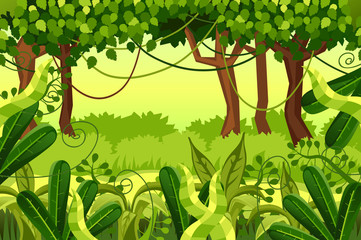 Naklejka premium forest. colorful jungle. vector illustration