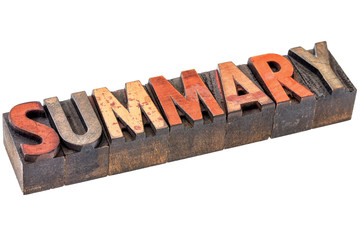 summary word in vintage wood type