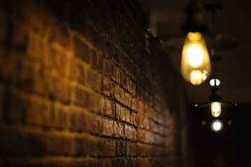 Lamps, lightning brick wall
