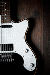 an electric guitar details, close up