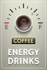 Coffee poster with energy drinks gauge
