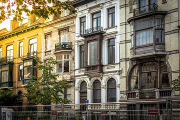 Beautiful view of old town in Europe light at sunset 