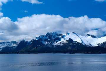 Fototapeta na wymiar Coastline of Lofoten Islands in Norway