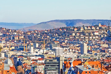 Obraz premium View over Stuttgart, townhall, city center