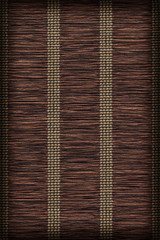 Paper Parchment Plaited Place Mat, Stained Dark Umber Brown, Vignette Grunge Texture Sample.