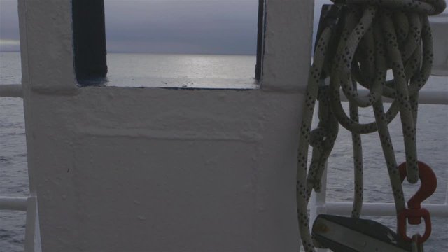Life boat on an arctic cruise ship. Slow Motion