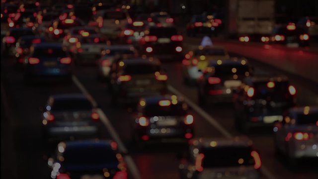 Night traffic in the city car