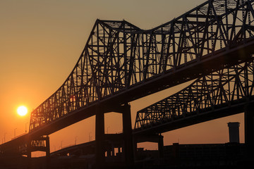 The Crescent City Connection Bridge on the Mississippi river