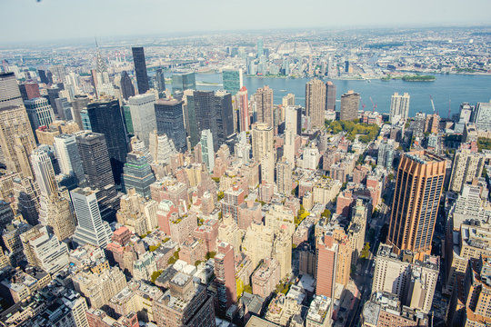 view of New York City looking over midtown Manhatten