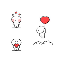 Cute man in love with hearts - Valentine's day cartoon vector illustration