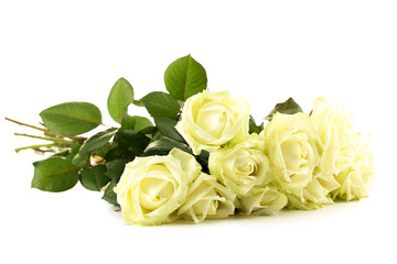 Bouquet of white roses isolated on a white