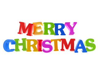 Merry Christmas - colored text isolated on white background