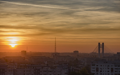 Fototapeta na wymiar Urban view - Bucharest skyline
