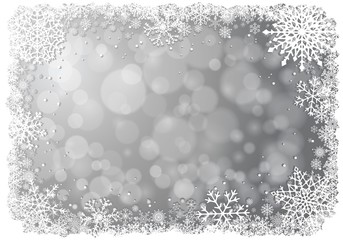 Silver Christmas background with snowflakes