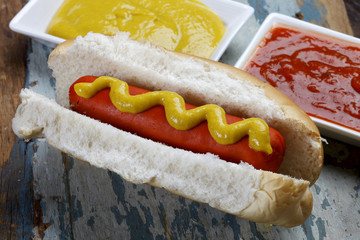 Hot dog with ketchup and mustard