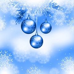 Christmas background blue balls