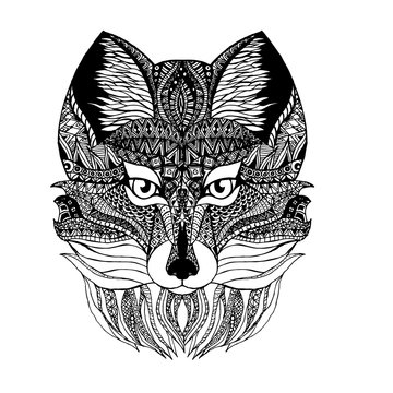 Wolf images using a combination of different ornaments and zentangl